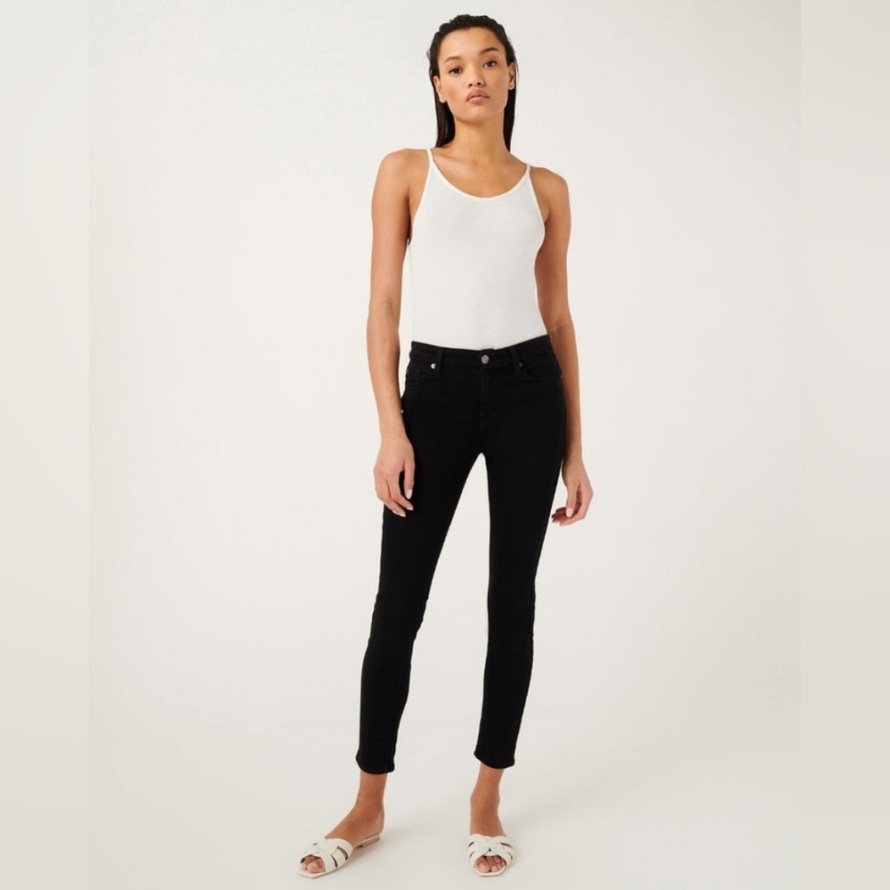 NWT 7 For All Mankind the Ankle Skinny - Black - Size 25